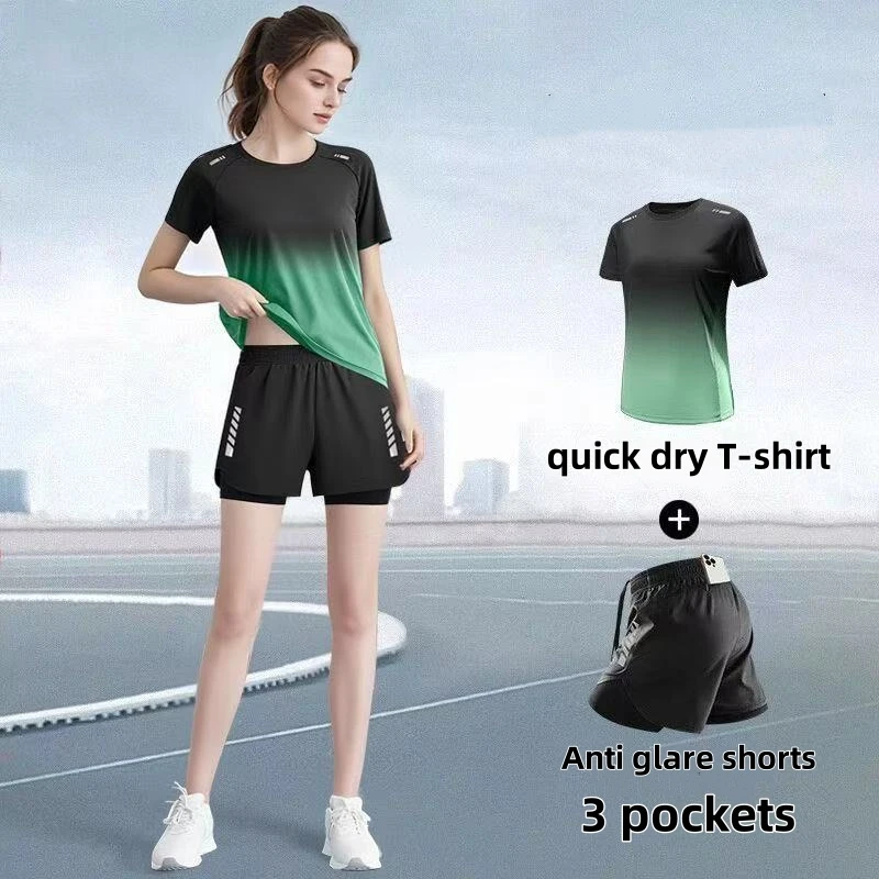 Badminton Outfit - Damski zestaw odzieży sportowej, szorty do